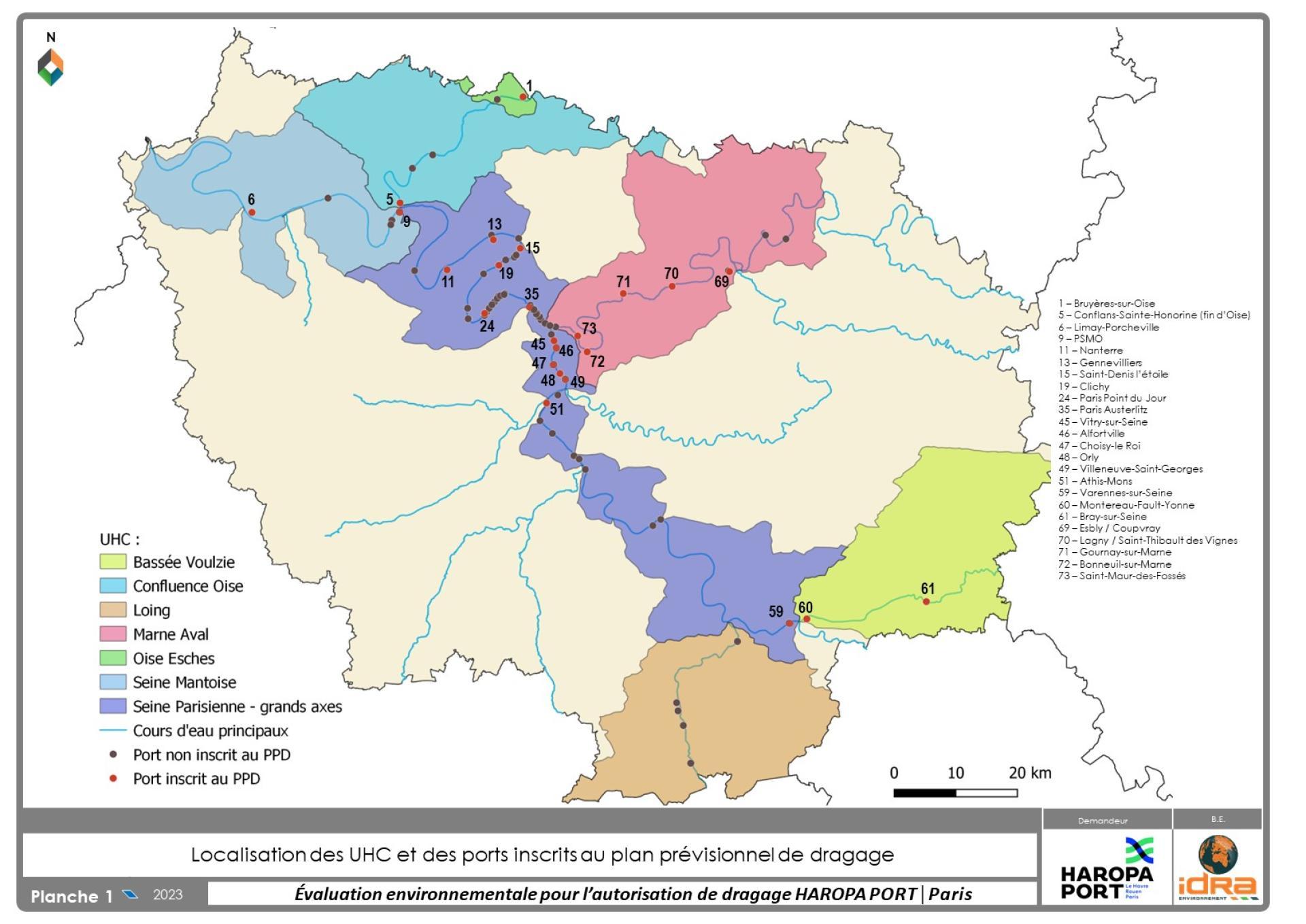 Localisation des UHC et des ports inscrits au plan prévisionnel de dragage - Agrandir l'image, fenêtre modale