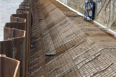 Travaux quai Blériot à Paris - Mise en oeuvre du ferraillage - Agrandir l'image 4 sur 8, fenêtre modale