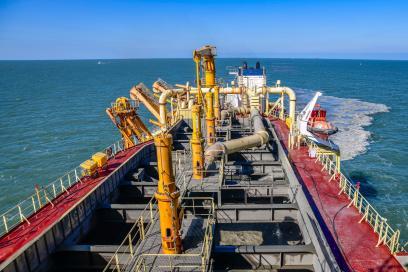 Aerial view of the Daniel Laval dredger in Le Havre - Enlarge image, modal window
