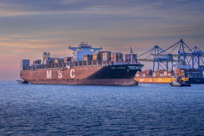 MSC Aurora arrivant à port 2000 - Agrandir l'image, fenêtre modale
