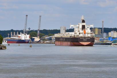 Navires vraquiers dans le port de Rouen - Enlarge image, modal window