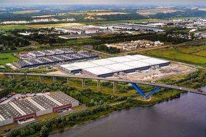 Vue aérienne du parc logistique de PLPN2 au Havre - Agrandir l'image, fenêtre modale