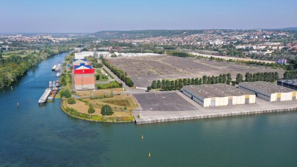 Futur emplacement des entrepôts pour Ikea sur le port de Limay - Agrandir l'image, fenêtre modale