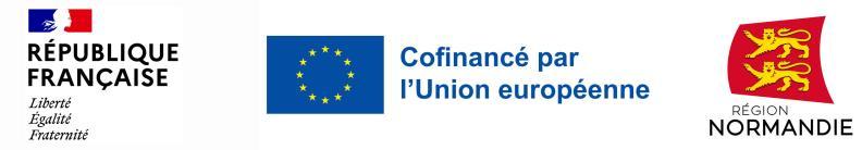 Logos République Française, Communauté Européenne et Région Normandie - Enlarge image, modal window